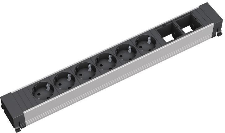 Модул за TOP FRAME или CONFERENCE 8M с 6х Шуко и 2х празни модула, цвят Черен, Bachmann