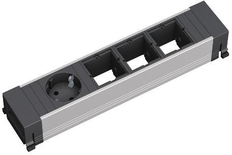 Модул за TOP FRAME или CONFERENCE 4M с 1х Шуко и 3х празни модула, цвят Черен, Bachmann