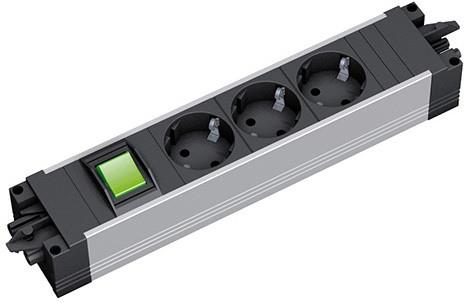 Модул STEP с 3х Шуко и ключ, цвят Черен, Bachmann