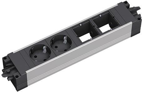 Модул STEP с 2х Шуко и 2х празни модула, цвят Черен, Bachmann