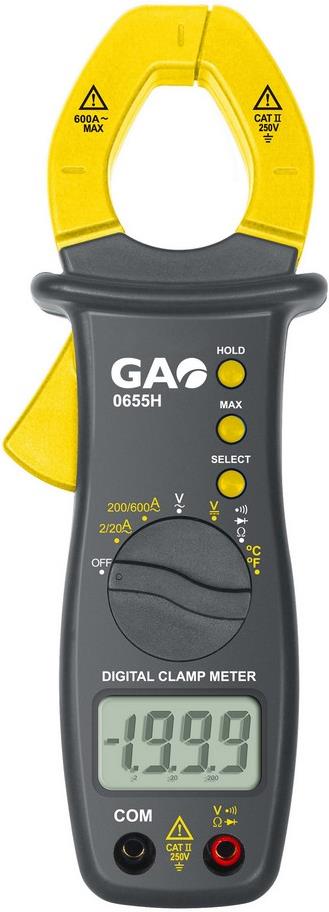 Дигитални амперклещи CAT II 0…250Vac/dc, 0…600A, LCD и звук GAO