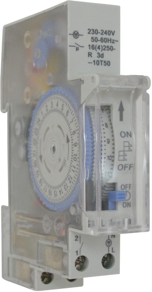 DIN Таймер Дневен, 15 минути минимален интервал, с резерв 72 часа, 16A 1 модул GAO