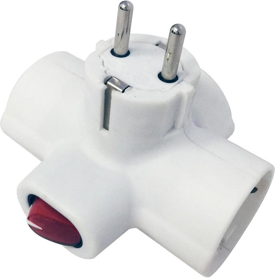 Адаптер бял с ключ 3х2P+T Т-образен GAO