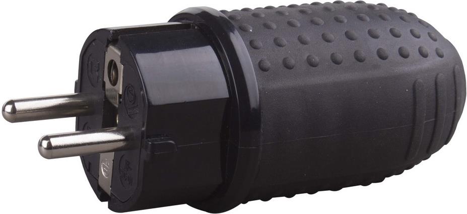 Щепсел черен 2P+Т 16A ІР44 250V гумиран GAO
