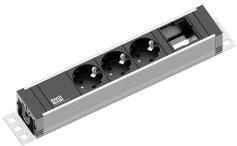 Модул UNIVERSAL с 3х Шуко и 1х празен модул, с кабел 3м, цвят Черен, Bachmann