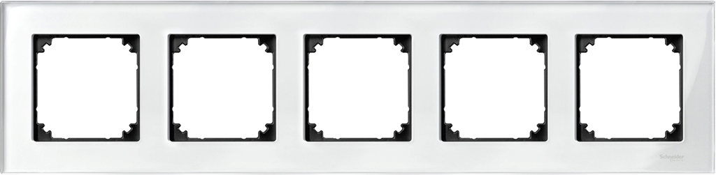 Рамка 5х цвят Блестящо бяло, стъкло System M  Merten SE /до изчерпване/