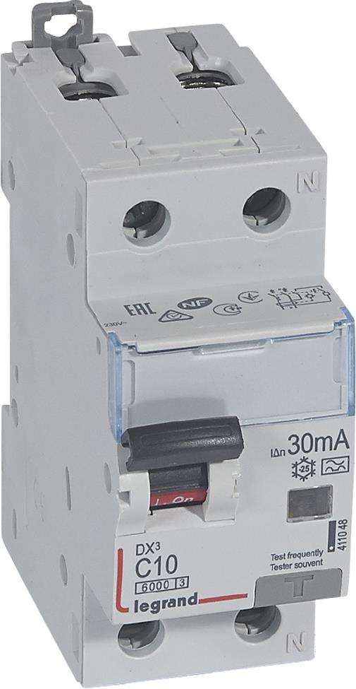 ДТЗ комбинирана DX3 1P+N 10A крива C 30mA тип A 10kA 2 мод. Legrand