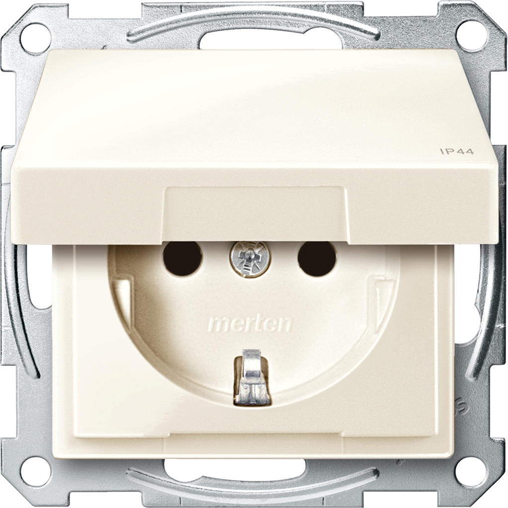Механизъм контакт шуко с лицев панел IP44 цвят Крем System M  Merten SE /до изчерпване/