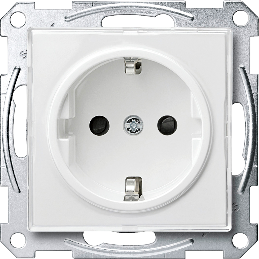 Контакт шуко с лицев панел и Д.З. цвят Прозрачен/Бял System M Merten SE /до изчерпване/