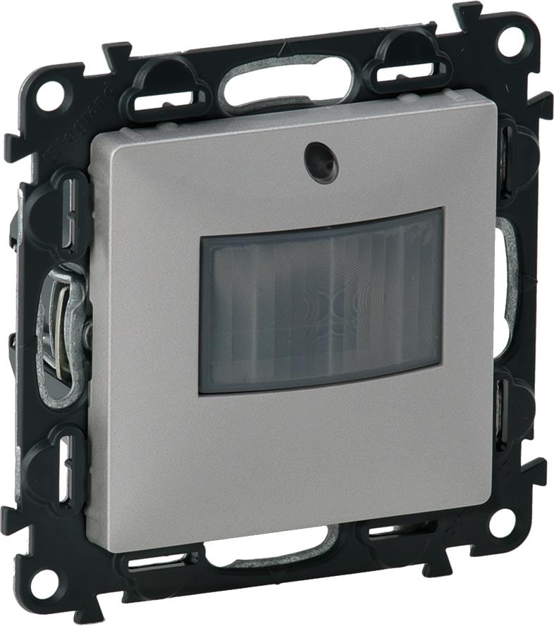 Датчик за движение PIR, 120°, обхват 8m @ h=1.2m, LED ≤ 100W, без неутрала, цвят алуминий Valena Life Legrand