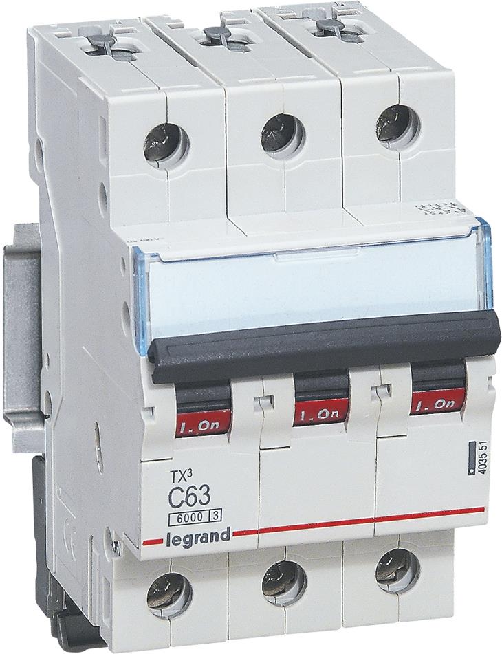 Автоматичен прекъсвач TX3 3P 63A крива С 6kA Legrand