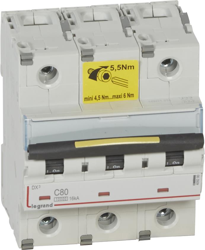 Автоматичен прекъсвач DX3 3P 80A крива С 10kA 4,5 мод. Legrand