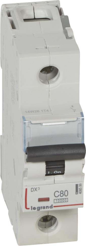 Автоматичен прекъсвач DX3 1P 80A крива С 16kA 1,5 мод. Legrand