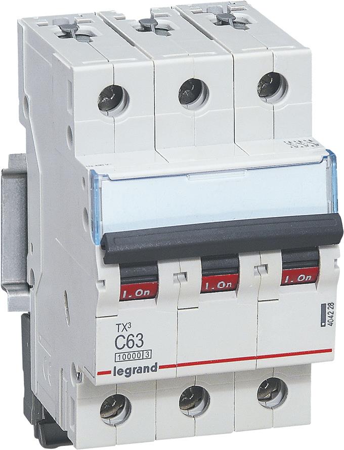 Автоматичен прекъсвач TX3 3P 63A крива С 10kA Legrand