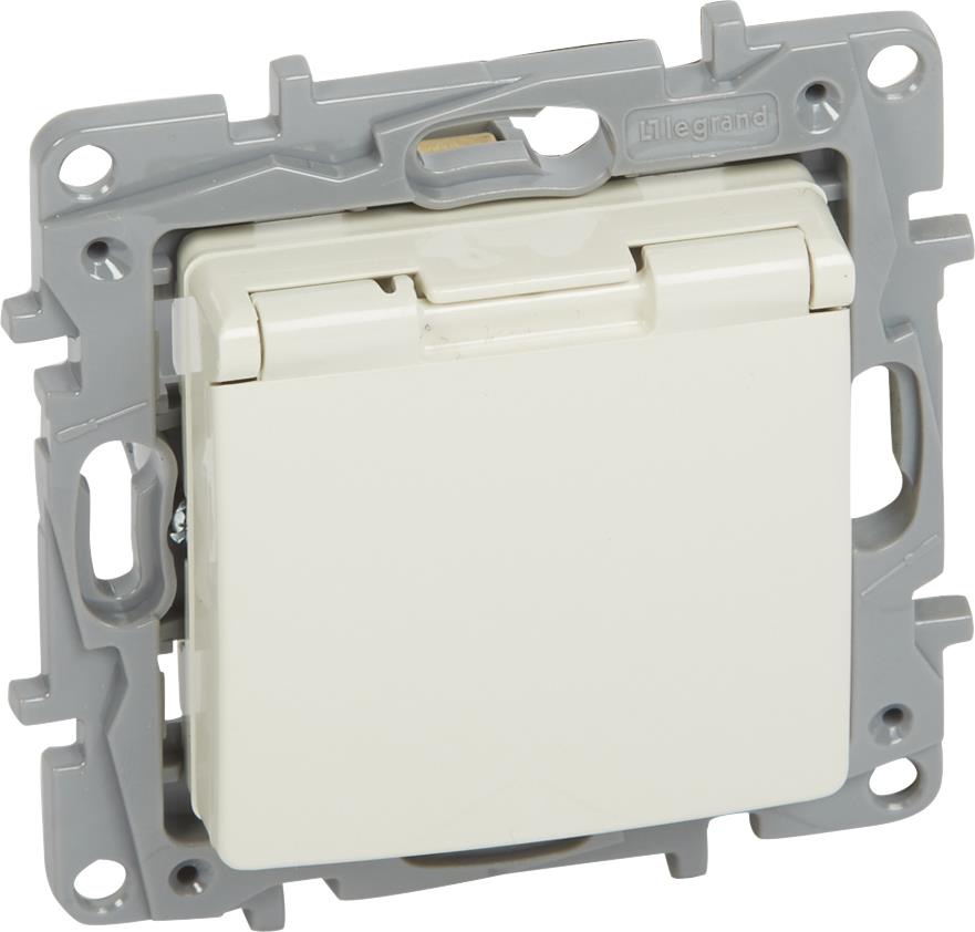 Контакт ШУКО 16A с капак и детска защита цвят крем Niloe Legrand 