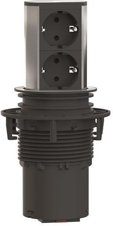 Модул ELEVATOR с 2х Шуко, с кабел 2м, цвят Инокс, Bachmann