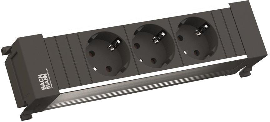 Модул за POWER FRAME 3M с 3х Шуко, цвят Черен, Bachmann