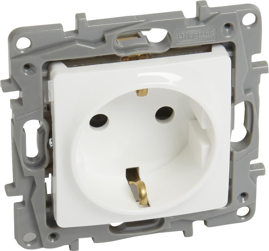 Контакт ШУКО 16A с детска защита цвят Бял Niloe Legrand 