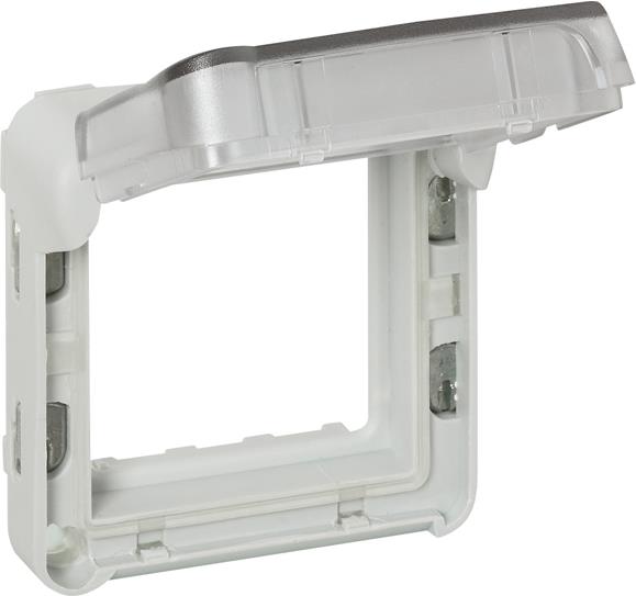 Адаптер за Mosaic 45x45мм със сива основа и прозрачен капак IP55 Plexo Legrand /до изчерпване/