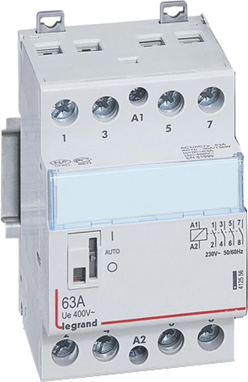 Модулен контактор с ръкохватка CX3, 63A 4NO 220V 3 модула Legrand