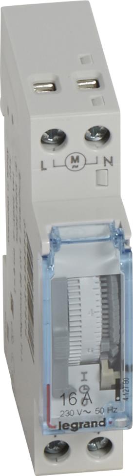 DIN Таймер Дневен, MicroRex T11, 15 минути минмален интервал, БЕЗ резерв, 16A 1 модул Legrand