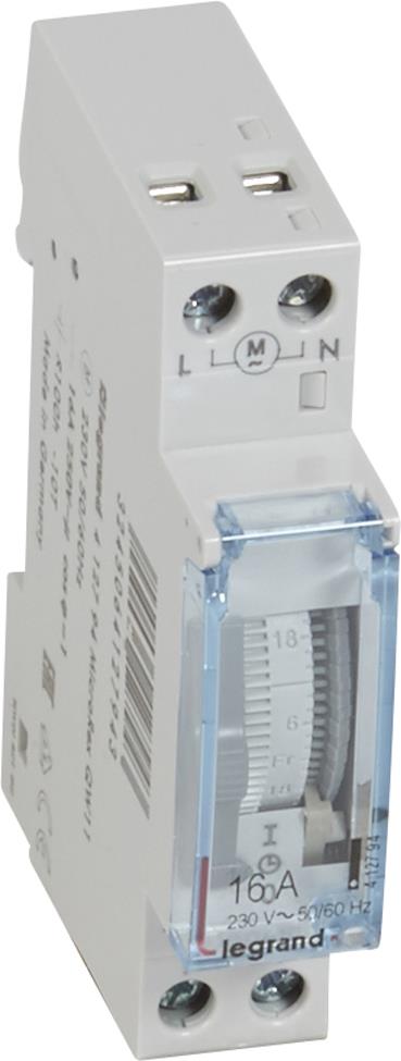 DIN Таймер Седмичен, MicroRex QW11, 2 часа минмален интервал, с резерв 100 часа, 16A 1 модул Legrand