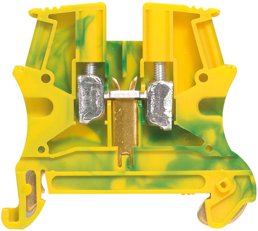 Редова клема ЖЪЛТО/ЗЕЛЕНА 6мм2 винтова със заземителна връзка към основата съсерия Viking 3 Legrand