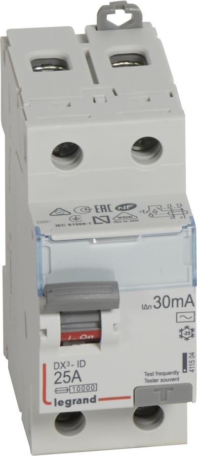 ДТЗ 2P 25А 30mА серия DX3 ID тип AC Legrand