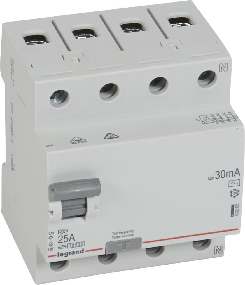 ДТЗ 4P 25А 30mА серия RX3 ID тип AC Legrand