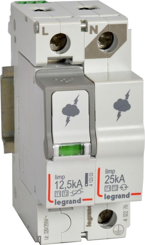 Катоден отводител тип 1+2 SPD 12.5kA 320V 1P+N R с индикация Legrand