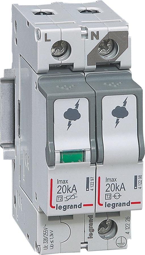 Катоден отводител тип 2 SPD 20kA 320V 1P+N R Legrand