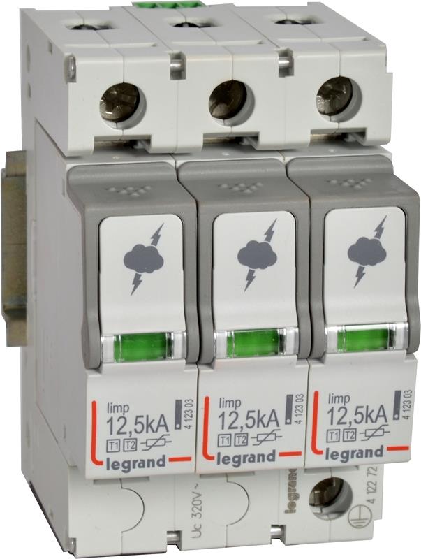 Катоден отводител тип 1+2 SPD 12.5kA 320V 3P с индикация Legrand