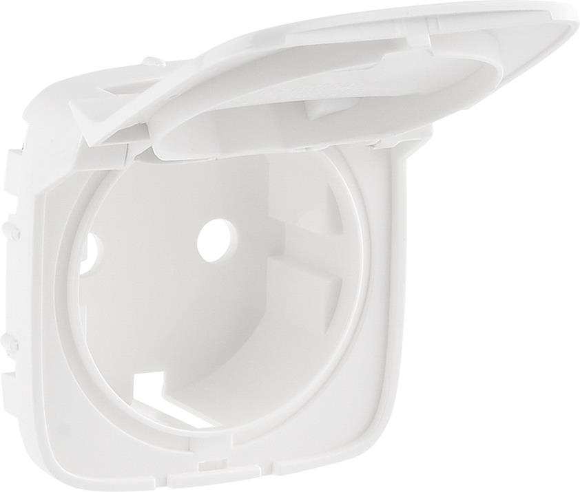 Лицев панел за контакт с капак, шуко  с детска защита цвят Бял Valena Allure Legrand