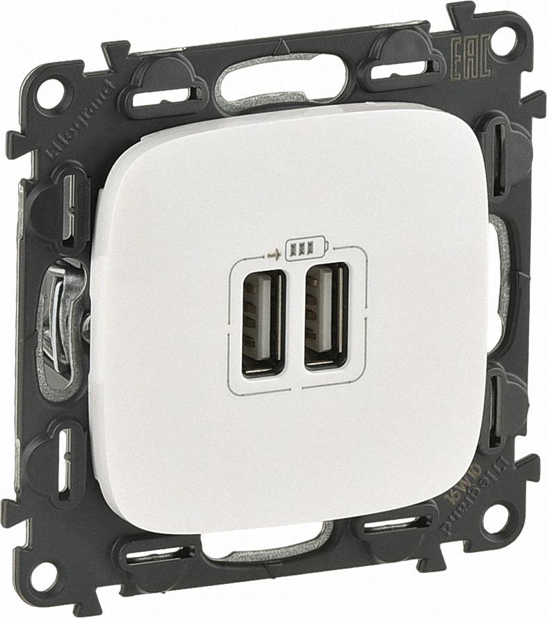 Розетка 2хUSB за зареждане тип A 2.4A 12W цвят Перла Valena Allure (комплект с механизъм) Legrand