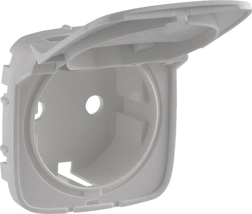 Лицев панел за контакт с капак шуко с детска защита цвят Алуминий Valena Allure Legrand