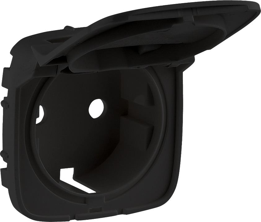 Лицев панел за контакт с капак шуко с детска защита цвят Черен Valena Allure Legrand