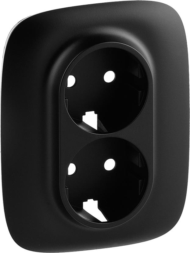 Лицев панел за двоен контакт шуко с детска защита цвят Черен Valena Allure Legrand