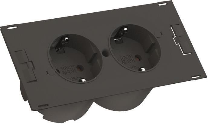 Модул за DUE с 2х Шуко, с кабел 2м, цвят Черен, Bachmann