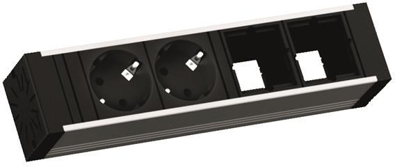Модул за VENID с 2х Шуко и 2х празни модула, цвят Черен, Bachmann