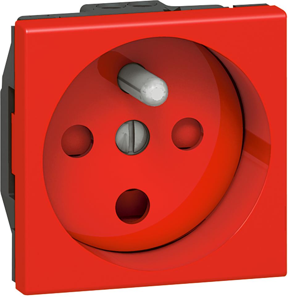 Контакт ФРЕНСКИ стандарт c тампер защита 2 мод. цвят червен Mosaic Legrand