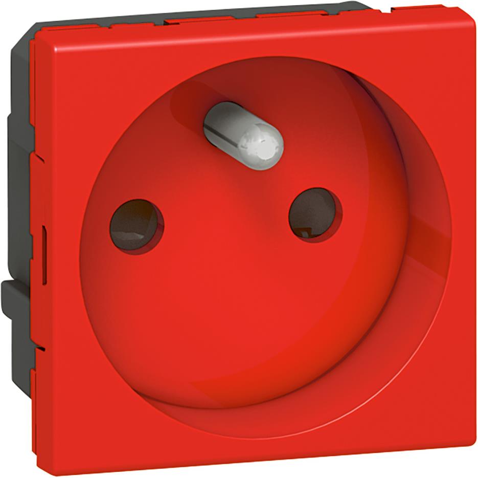 Контакт ФРЕНСКИ стандарт винтови клеми 2 мод. цвят червен Mosaic Legrand