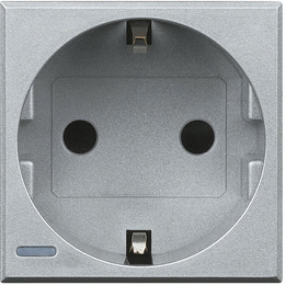 Контакт ШУКО 2P+E 2 мод. 16A цвят Алуминий Axolute Bticino