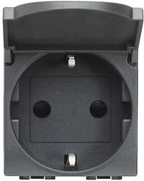 Контакт ШУКО с капаче 2P+E 2 мод. 16A цвят Антрацит LL Bticino