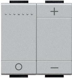 Димер бутонен 0-10V 20-600VA (изисква неутрала) 2 мод. 10A цвят Алуминий LL Bticino 