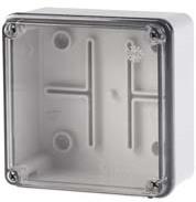 Кутия 100х100х50мм IP56, UV,плътни стени, затваряне с винт на прозрачен капак ,Scabox Scame