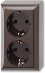 Контакт шуко ДВОЕН 16A КАФЯВ открит монтаж IP20 GAO