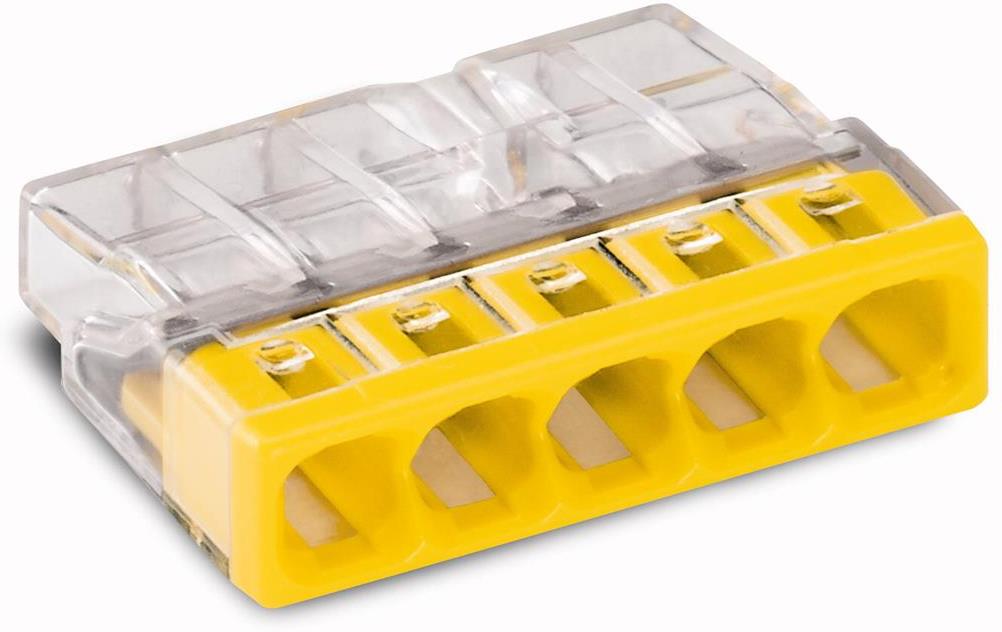 Бърза връзка 5х0,5-2,5 mm2 (100бр.) жълта за твърд проводник Wago