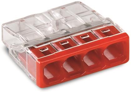 Бърза връзка 4х0,5-2,5 mm2 (100бр.) червена за твърд проводник Wago