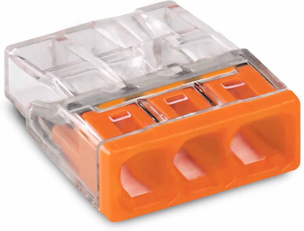 Бърза връзка 3х0,5-2,5 mm2 (100бр.) оранжева за твърд проводник Wago