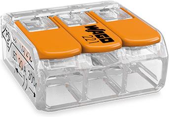 Бърза връзка отваряема 3х0,2-4мм2 (50бр.) за гъвкав/твърд проводник 32A 450V Wago